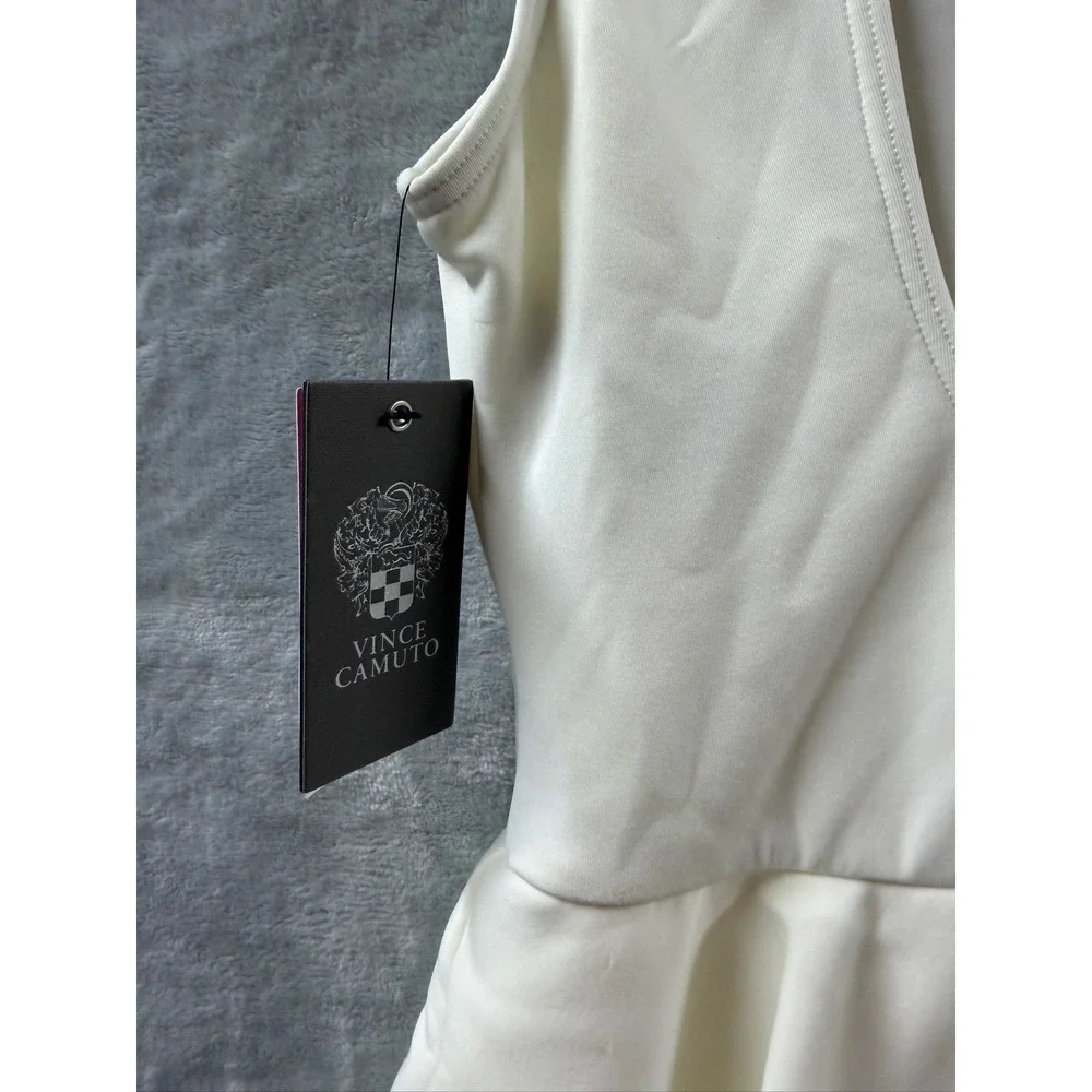 Vince Camuto Womens White Peplum One Piece Swimsuit Scoop Back Ivory Sz 10 NWT